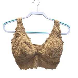 Gilly Hicks Mustard Yellow Floral Lace Bralette Adjustable Straps Size M